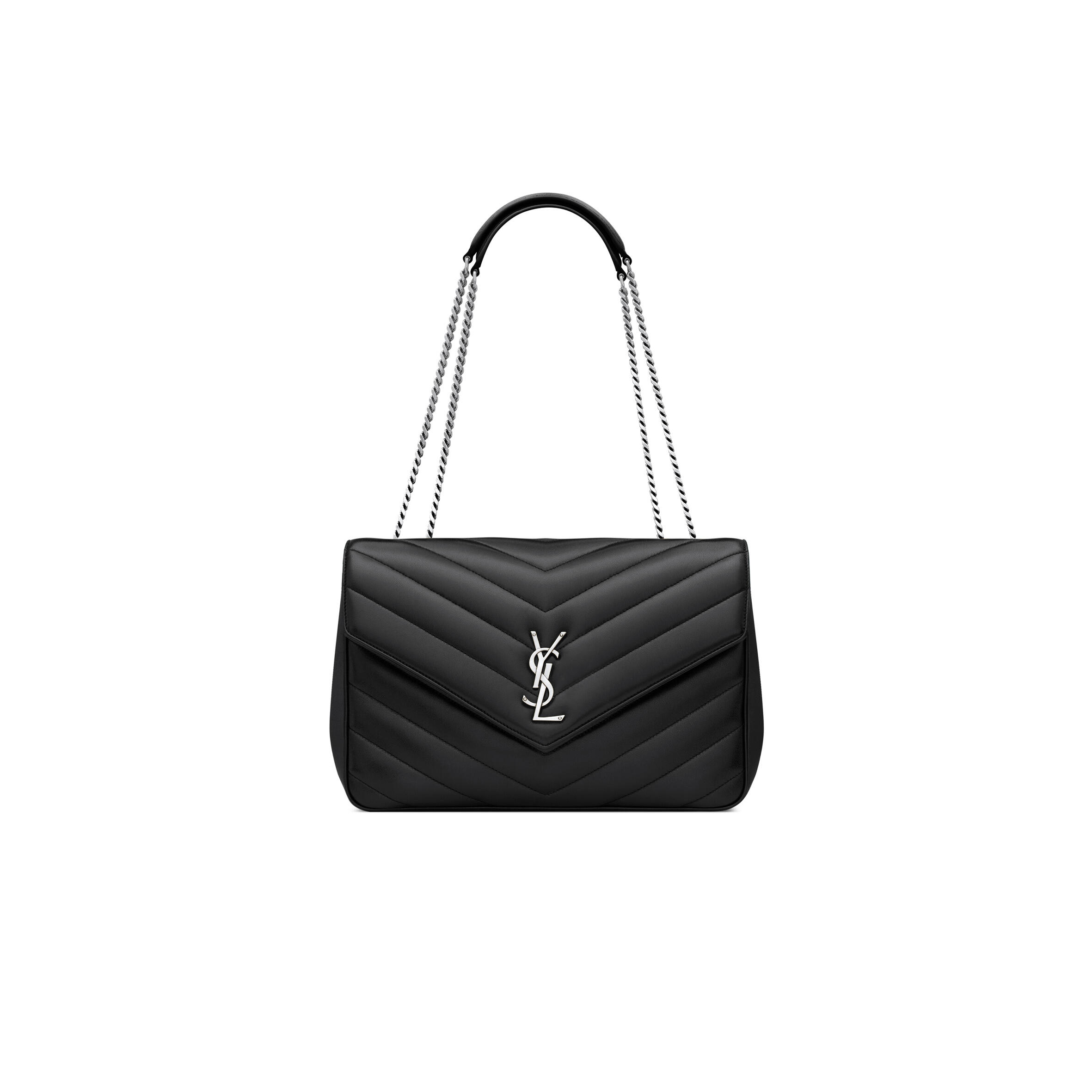YSL LOULOU LARGE IN MATELASSÉ LAMBSKIN 803541AAE4Y1000 (32*22*10cm)